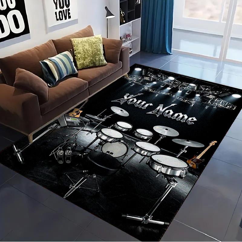 Name Custom Drum Carpet Rug for Living Room Bedroom Home Sofa Decoration,Kids play Non-slip Floor Mat