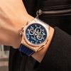 Watch Men'S 316 Stainless Steel Luminous Chronograph Hollow Sports Quartz Silicone Watch 4220