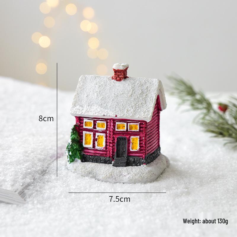 NUCHI Christmas Festival Mini Resin Tree and Santa House Ornaments