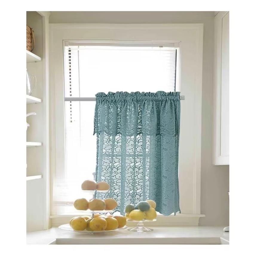 1 Pcs Kitchen Lace Window Screen Curtain Coffee Short Curtain Small Wear for Home Dormitory Bed