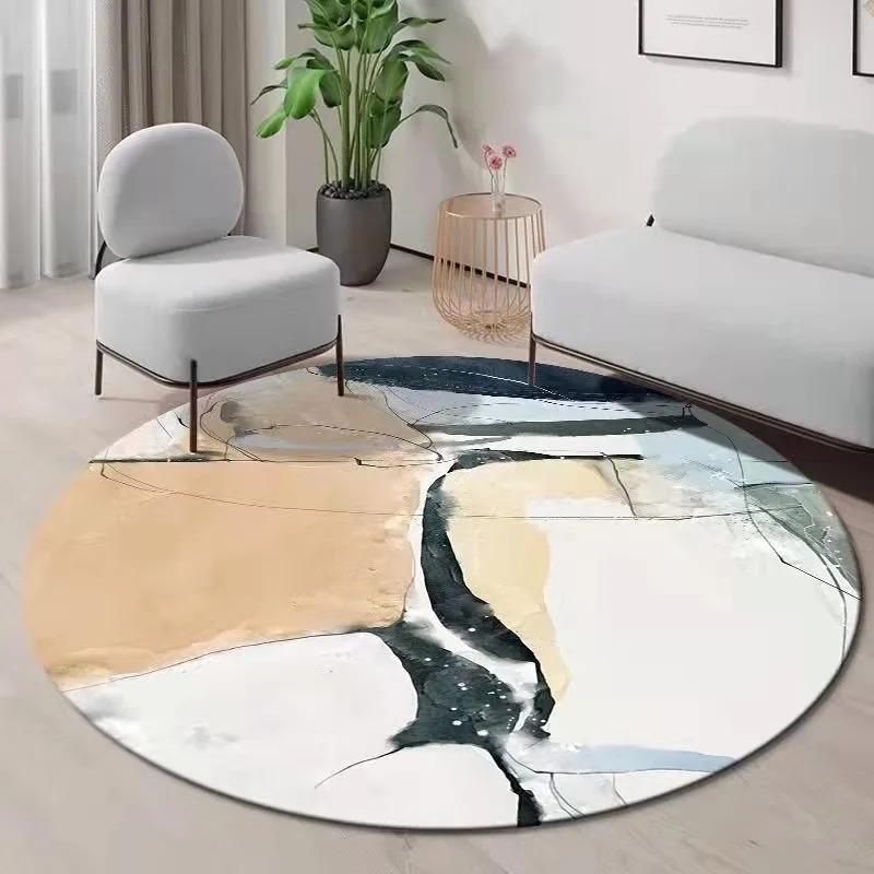 Tappeto Rotondo Minimalista con Design Astratto Moderno – Morbido Tappetino per Pavimento per Soggiorno Comodino Sedia Arredamento Sofisticato
