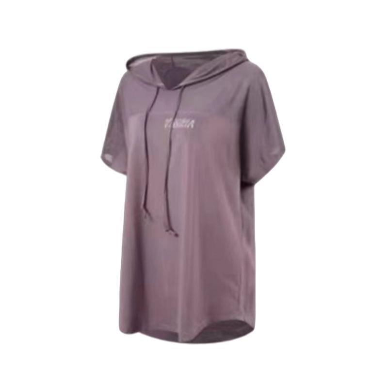 Dámská volná sada s kapucí a krátkým rukávem ve velkých velikostech, rychleschnoucí, na běh a jógu