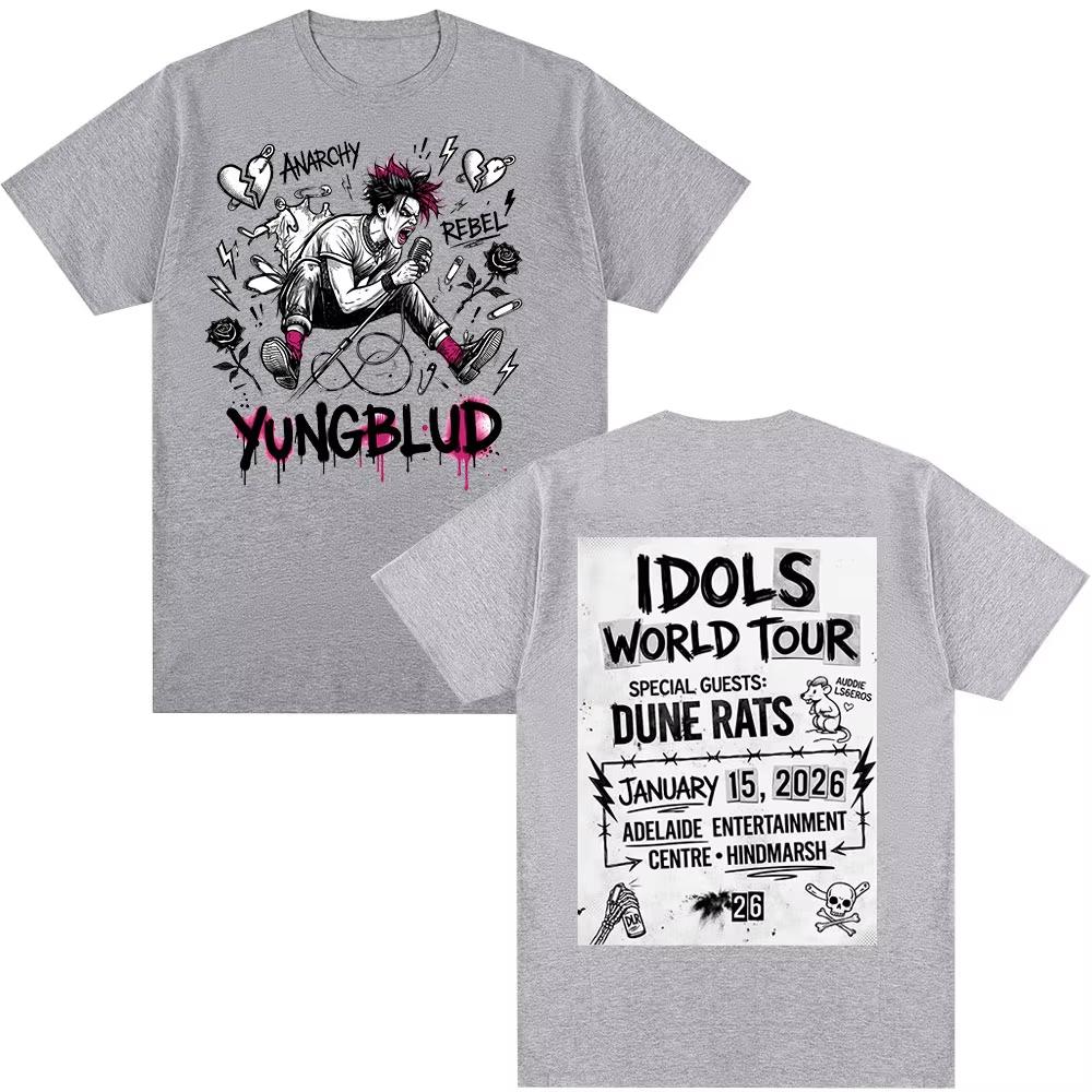 Singer Yungblud IDOLS World Tour 2026 Tshirts Fan Gifts Unisexs Women Clothing Fashion Short Sleeves Top Summer TShirt Unisex