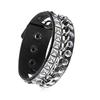 9Pcs Punk Rock Wide Cuff Bracelets Multi Layer Leather With Metal Studs Adjustable Unisex For Daily Wear