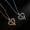 Charm Female Cross Heart Rainbow Zircon Stone Pendant Necklace Vintage Silver Color Wedding  For Women