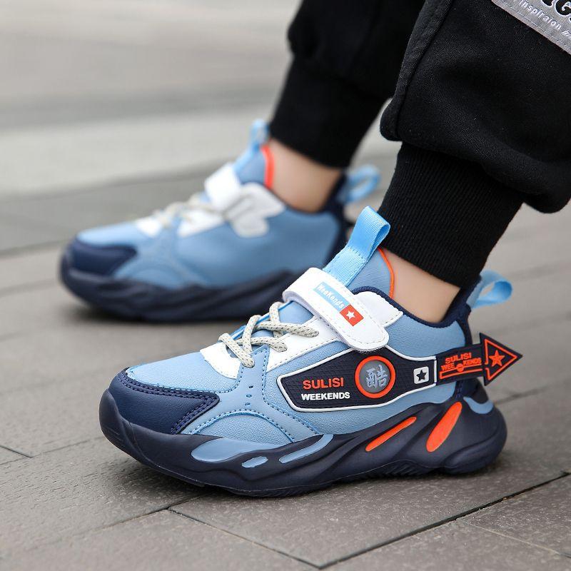 Classmate Men's Autumn Leather Soft Sole New Elementary School Sneakers Popular Boys' Shoes Teen Running Cotton Shoes