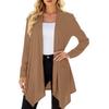 Women's Solid Color Long Sleeved Mid Length Cardigan Top Jacket