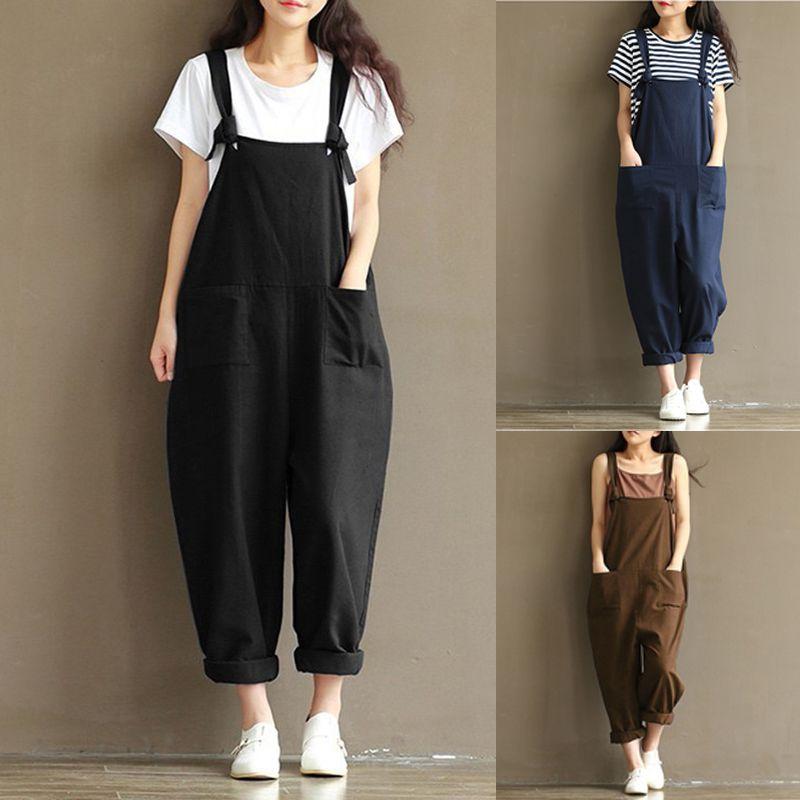 Stylish Womens Loose Jumpsuit With Comfortable Sleeveless Design And Wide Leg Fit