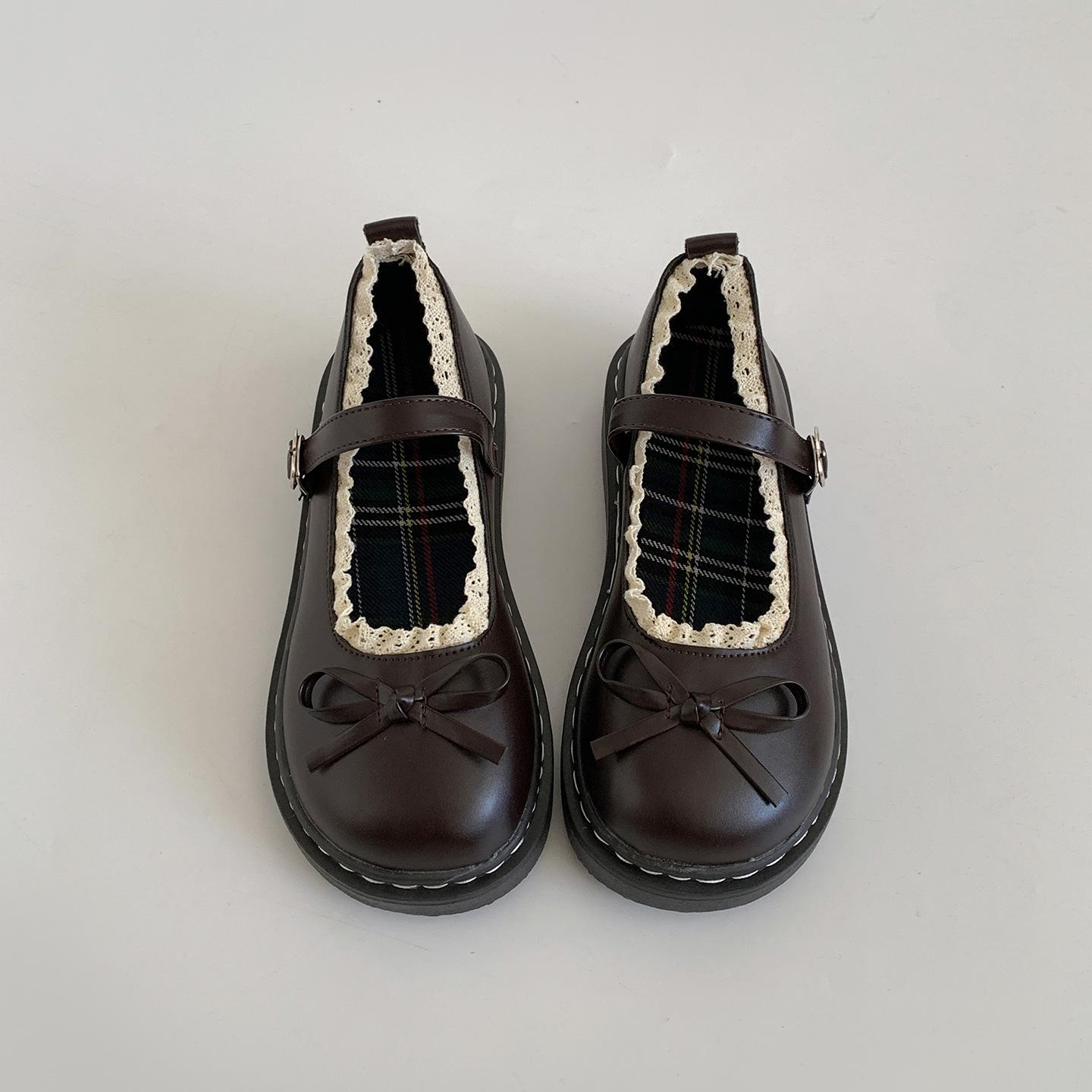 

White Hepburn style platform small leather shoes women s 2025 new summer jk with skirt soft-soled ballet style Mary Jane shoes 40 коричневый