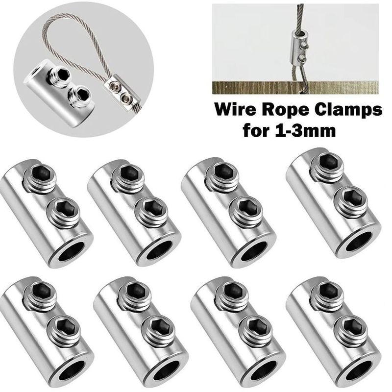 10pcs Steel Wire Rope Fixed Clip Adjustable Removable Screws Fixed Cable Clamp Copper Metal Hanging Suspension Clip Hardware