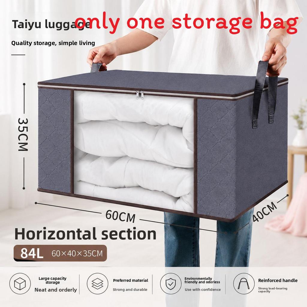 Large Capacity Cotton Quilt Storage Bag With Transparent Window For Bedroom Organization