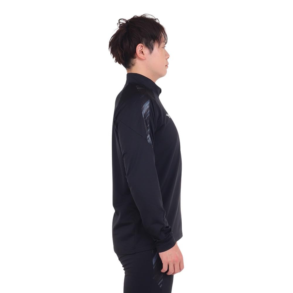 Mizuno Football Wear Stretch Fleece Easy To Move XL Half-Zip Shirt, Moisture-Wicking, Quick-Drying, In, Black, (P2MCA516)