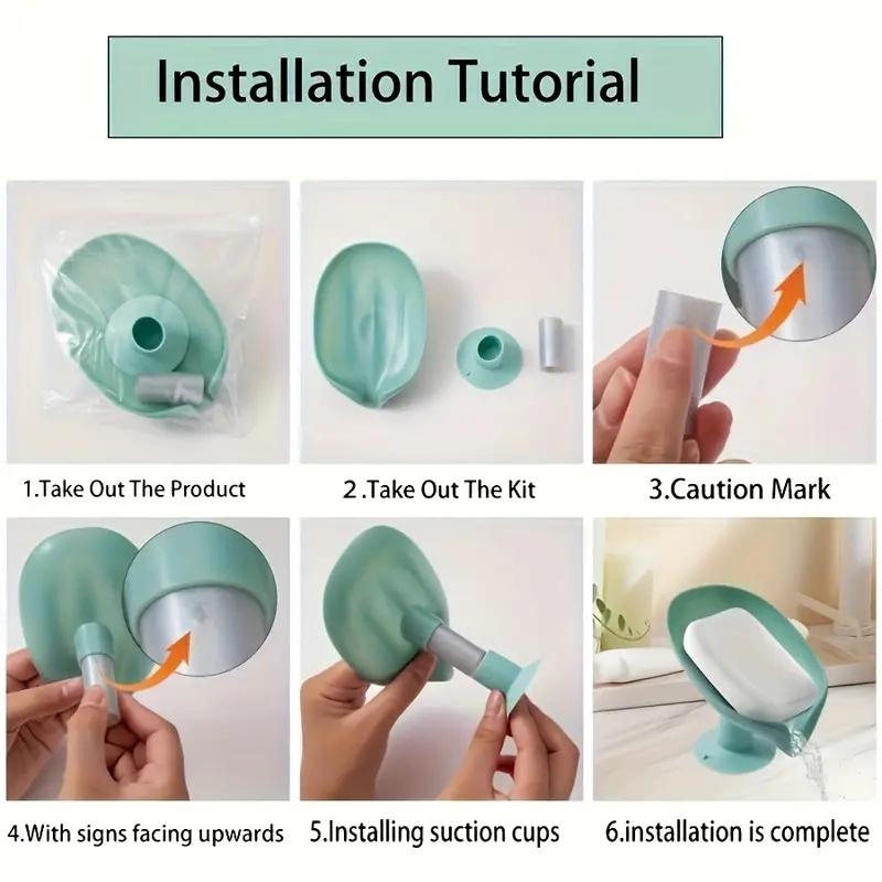 1/2pcs Leaf-shaped Soap Dish Drainage Rack Drill Bathroom Accessory with Suction Cups Non-Slip and Water Free Soap Tray Holder