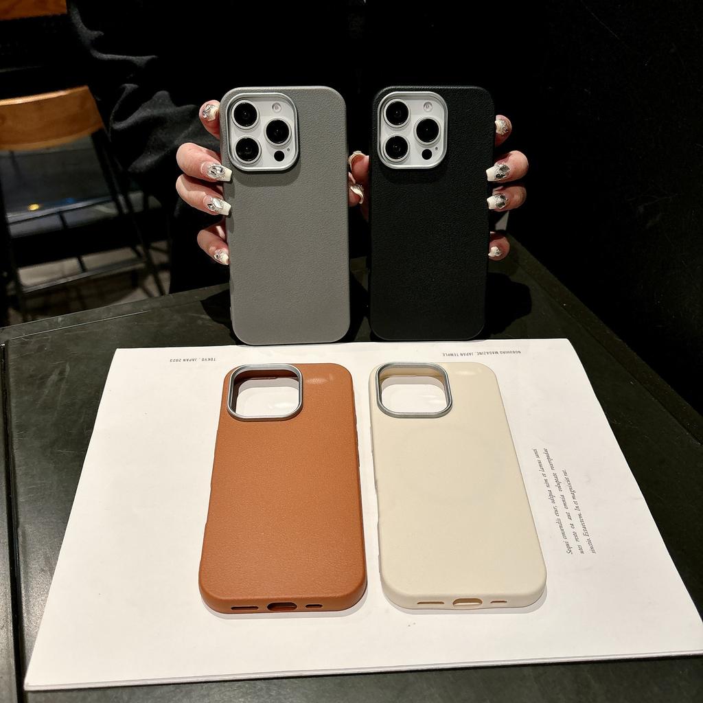 Applicable To IPhone 16 Magnetic Suction Phone Case Simple Leather Pattern New Apple 15 Protective Case 14Promax High End Sense