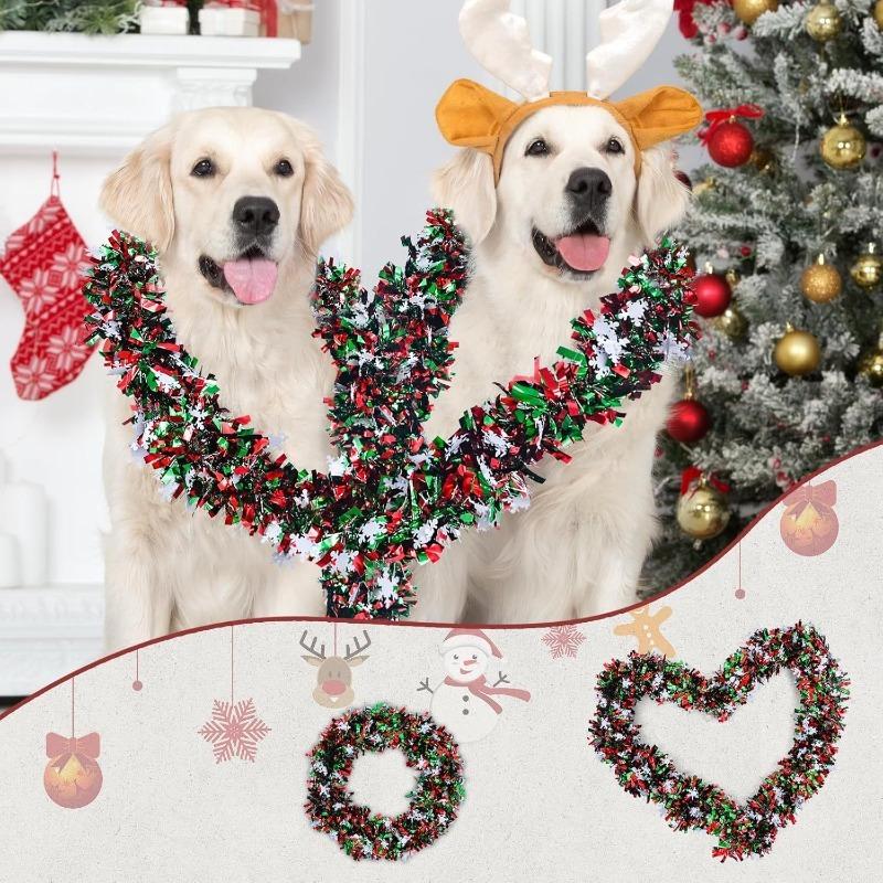 2M Weihnachts-Schneeflocken-Lametta-Girlande Weihnachtsbaumschmuck Weihnachten Metallische Drehgirlande Deckenhänger Neujahrs-Partydeko