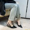 Sexy French new black high heels women's fashion single shoes thin heel pointed head shallow mouth rear empty versatile shoes
