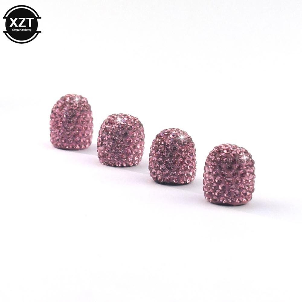 

4 шт. хрустальные колпачки для автомобильных шин, пыленепроницаемые колпачки для колесных клапанов с бриллиантами, блестящие автомобильные подвески, украшения для автомобиля, автомобильные аксессуары розовый