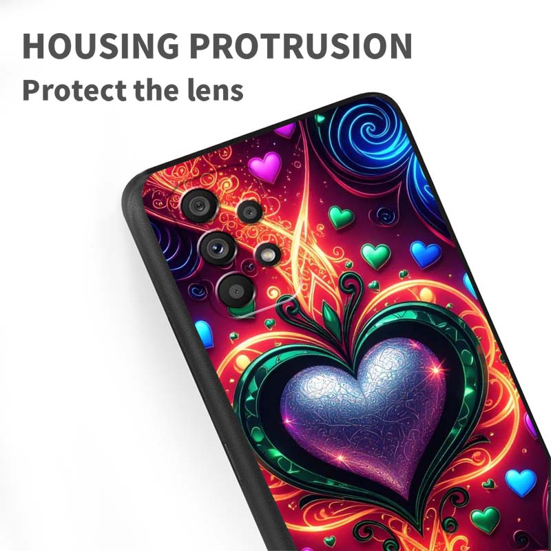 Luxurious Love Design Art Case For Samsung A41 A35 A34 A33 A32 A25 A24 A23 A21s A06 A05 A04 A03 Note 10 20 Ultra 5G Black