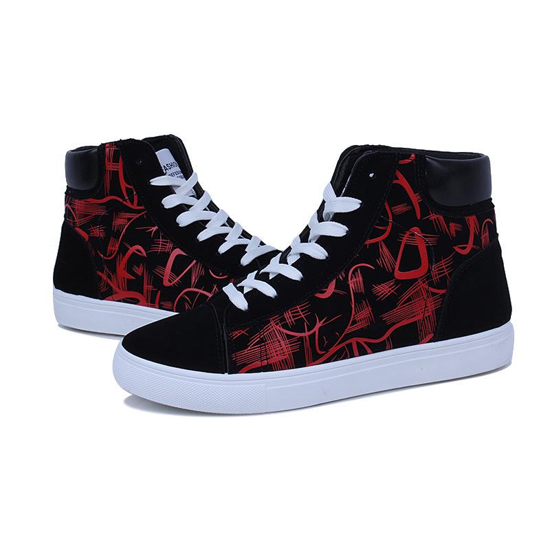 Neue Herren High-Top-Sneaker für Jungen Graffiti-Schuhe für junge Männer zum Schnüren Lässige atmungsaktive Schuhe für Herren ty78