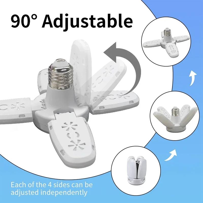 E27 Wentylator składany 28W żarówka LED AC220V/110V 40 Żarówka Deformacja do domowych lamp sufitowych Magazyn i garaż Białe światło Żarówka 6500K