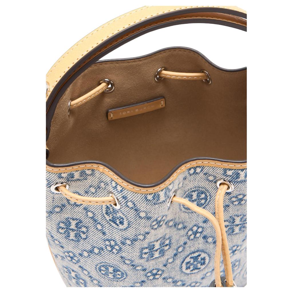 Tory Burch T Monogram Removable Shoulder Strap Fabric Bucket Bag Mini Women Bags Powder-Blue 167761-400
