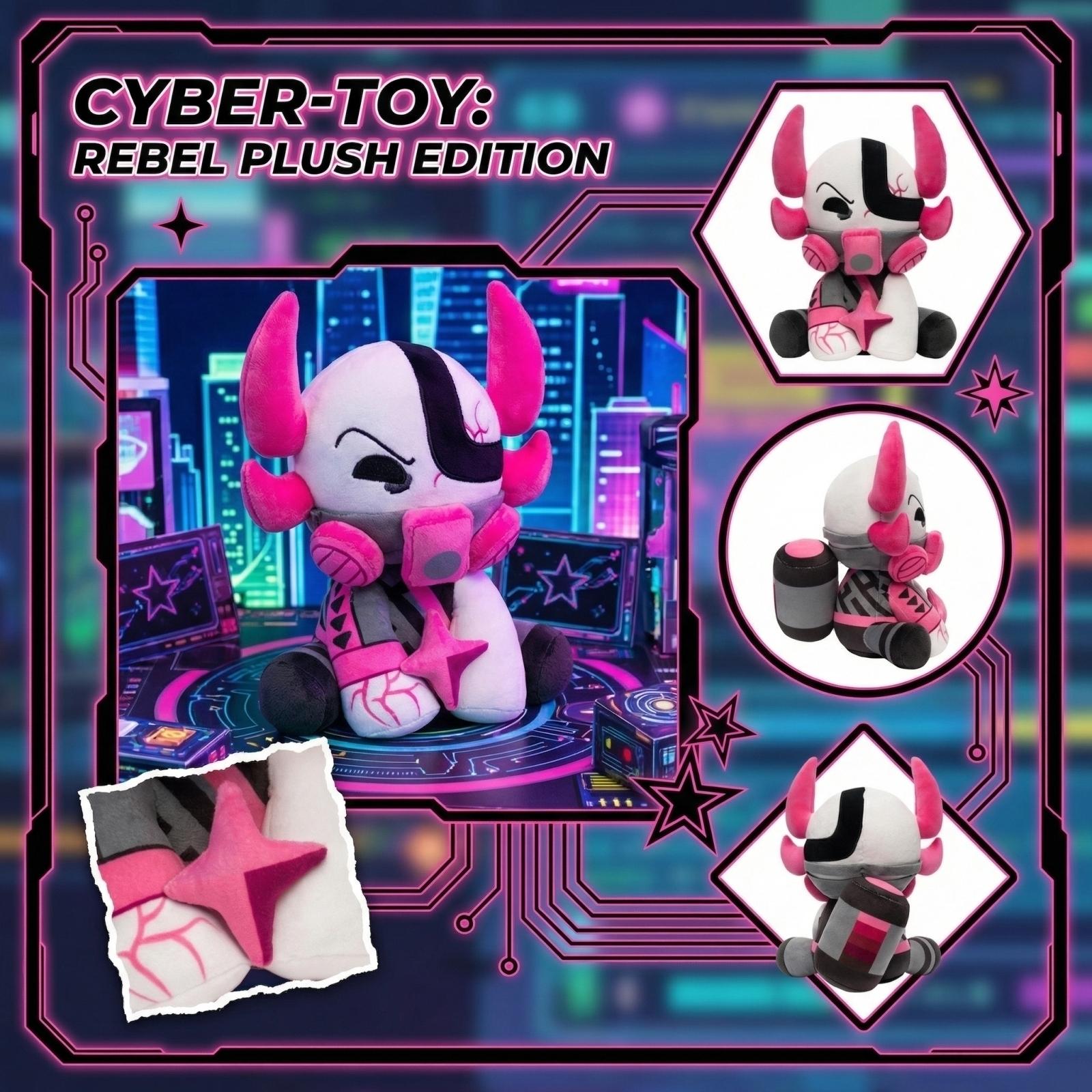 

Horned Plush Toy, Cute Chibi Stuffed Figure With Gas Mask For Collectors One Size