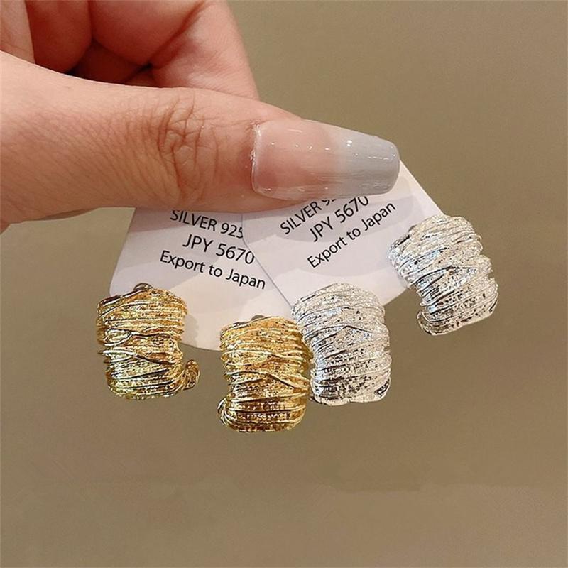 Punk Geometric Gold Color Metal Stud Earrings for Women Vintage Silver Color Earring Jewelry Accessories