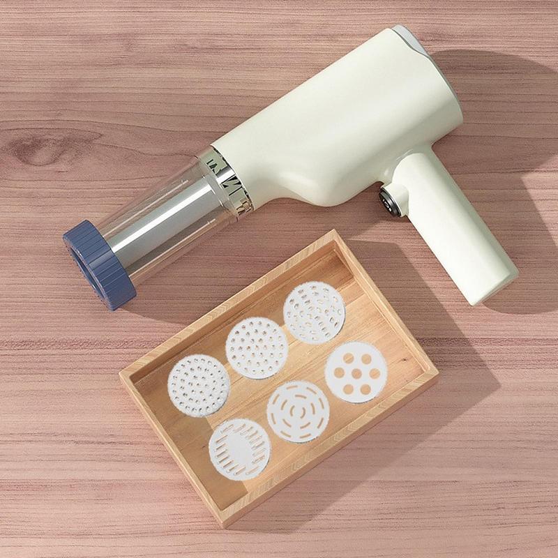 Automatic Electric Charging Wireless Hand Operated Pasta Maker Cutter Manual Spaghetti Noodles Dough Pressing Machine 6 Molds