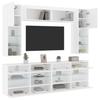 6 Piece TV Wall Unit with LED Lights White