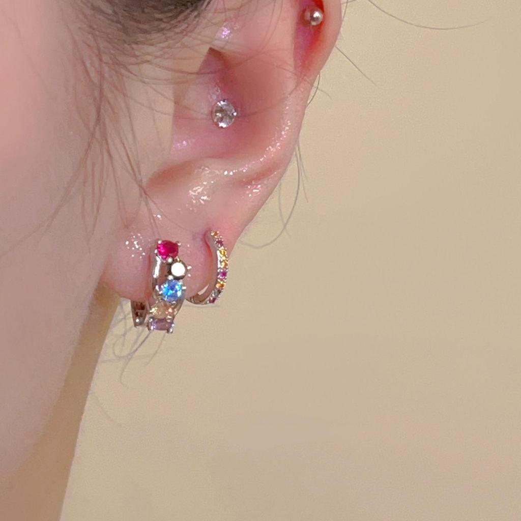 Colorful Rhinestone Ear Cuffs: Niche Simple Style Versatile Earrings for Women
