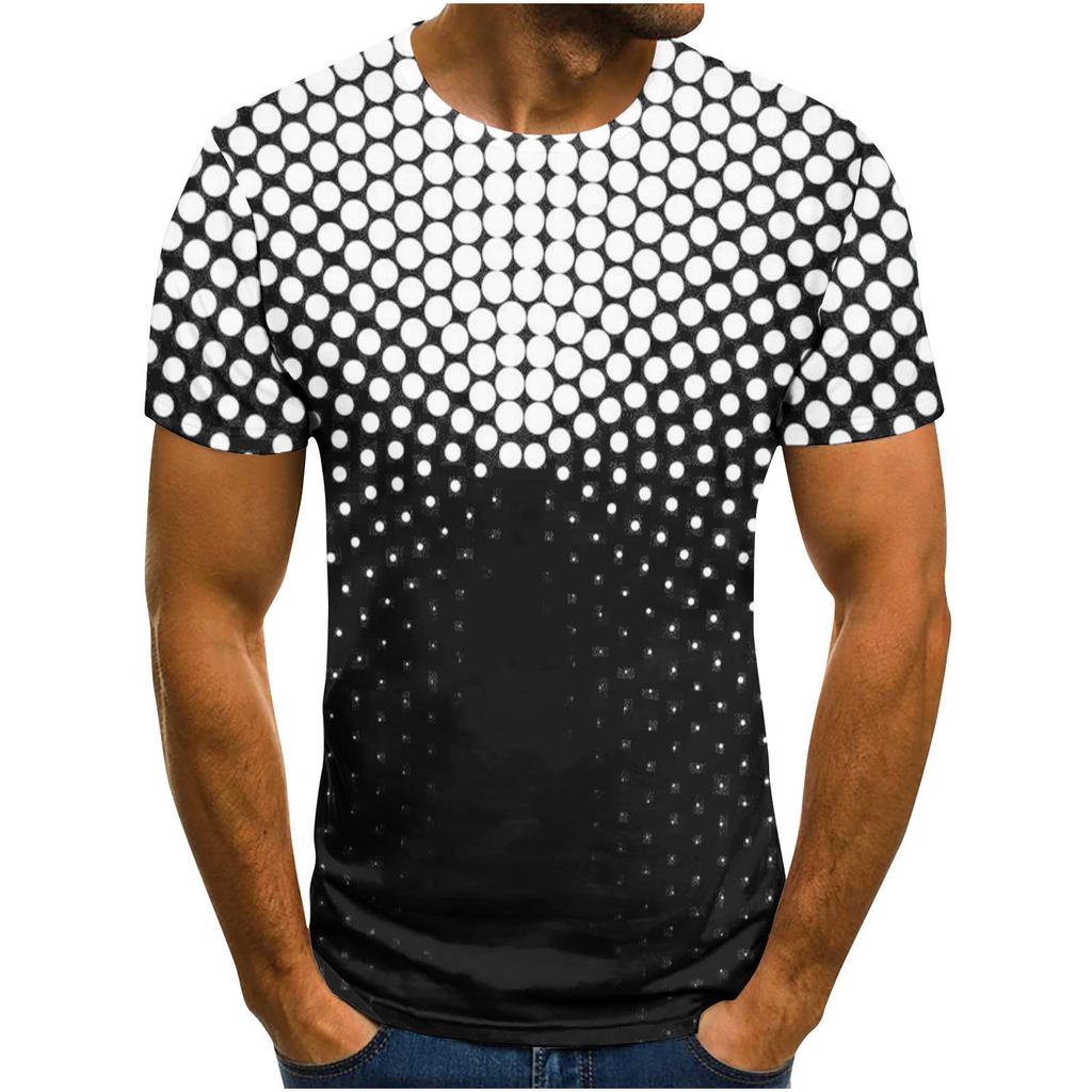 Summer Round Neck 3D Visual Feast Abstract Print Top Fashionable Casual Short Sleeved Men's T-shirts