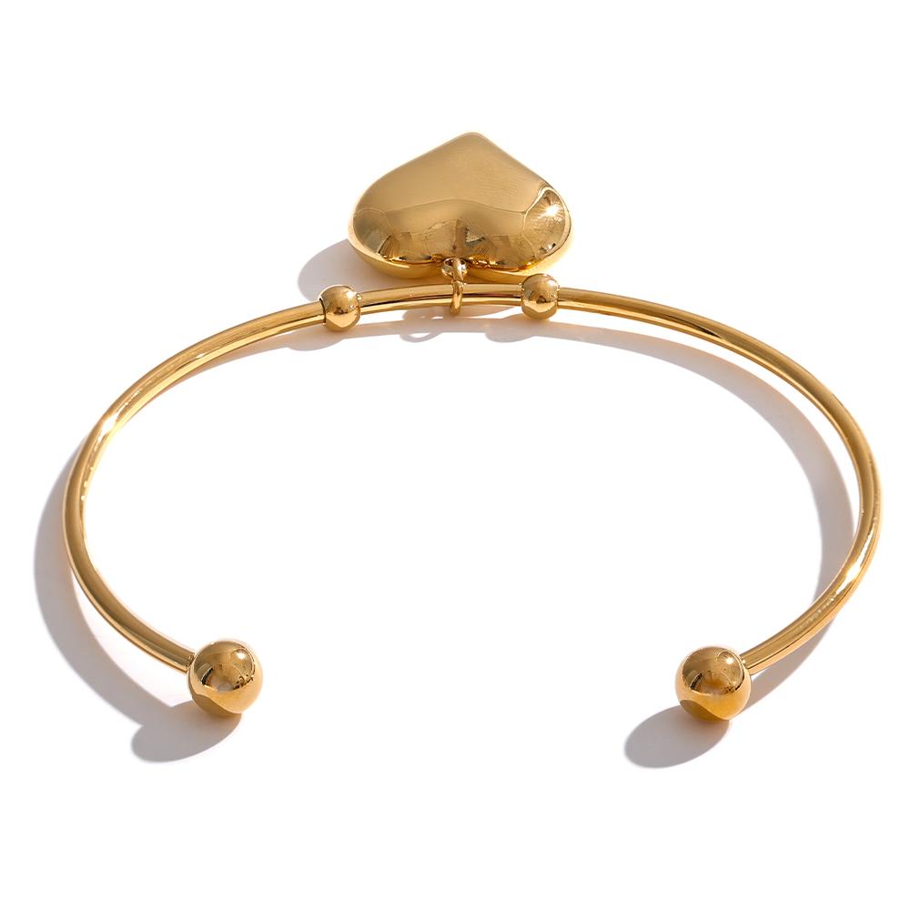 

Yhpup Heart Drop Fashion Opening Bracelet for Women Chic Wrist Cuff Jewelry Gold & Platinum PVD Plated Waterproof
