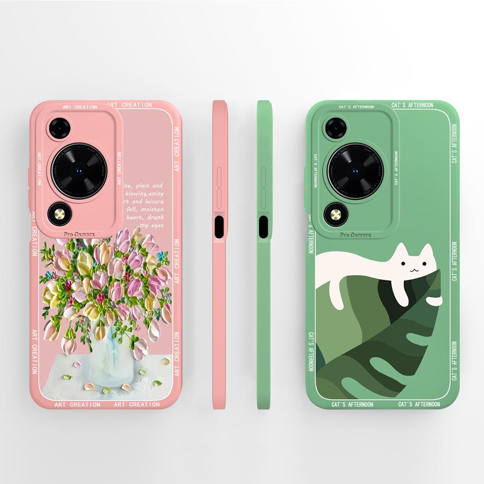 Case For Huawei Nova Y72 Cute Design Phone Cover Camera Protector Soft Liquid Silicone Funda Models MGA-LX3 Protective Bumper