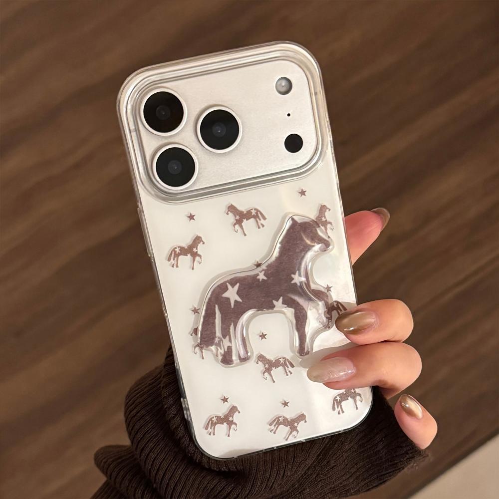 Star Pony Is Suitable for Apple 17promax Mobile Phone Case Iphone16 Hard 12 Premium Brown 14 National Style 11 Stereo