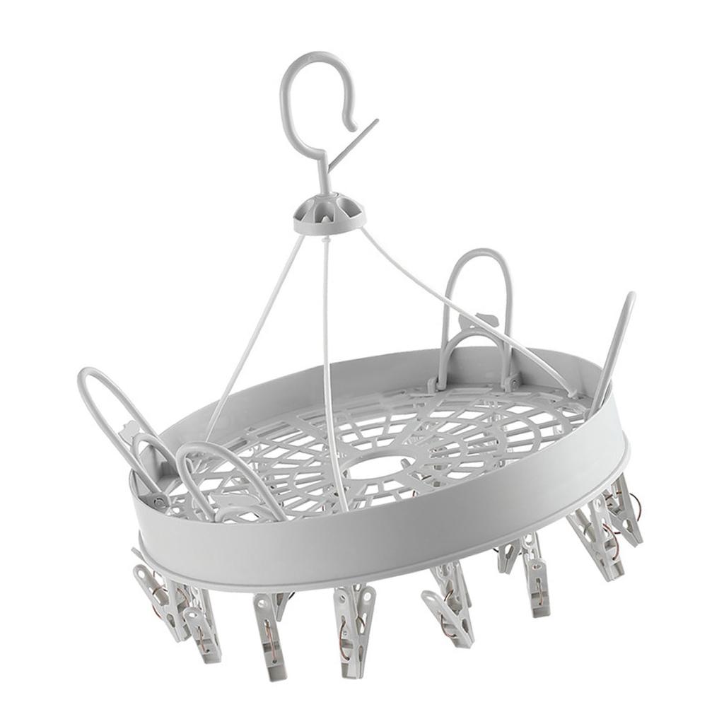 Clip and Drip Hanger Household Multiple Clip Hanging Drying Rack Hook Underwear Hanger for Underwear Gray Round Shape