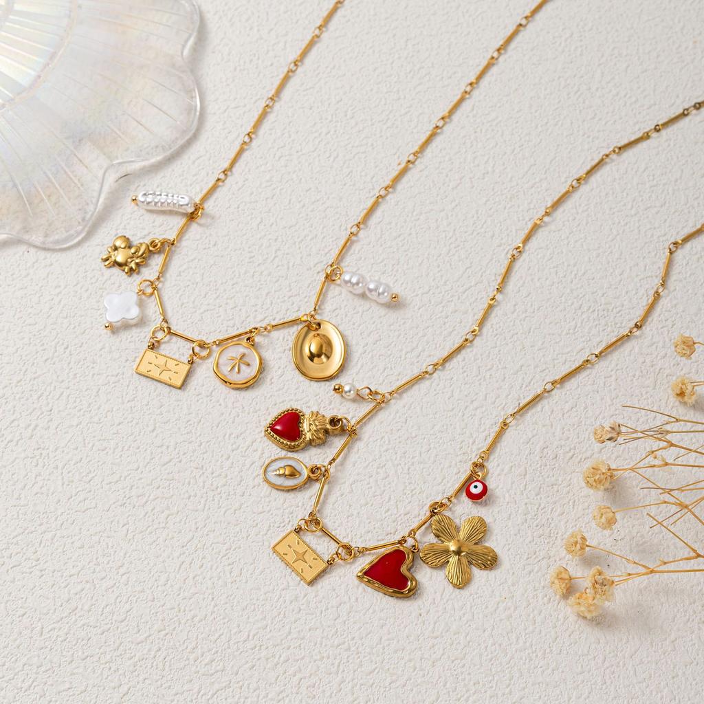 Vintage Love Pearl Light Fashion Ladies Necklace Pendant Fresh Hat Necklace Collarbone Chain