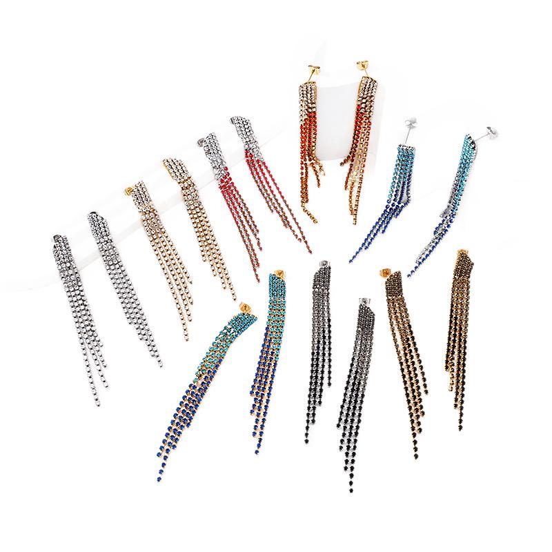 Elegant Rhinestone Tassel Earrings: Versatile Long Crystal Dangle for Women