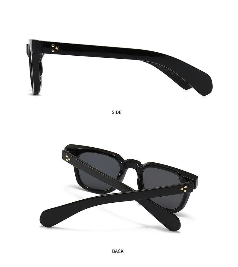 Retro Square Men Rivets Sunglasses Shades UV400 Fashion Women Green Sun Glasses