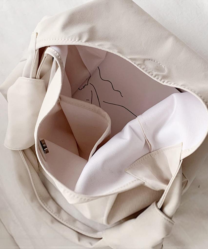 Women's Tote Bag, Shoulder Bag, Nylon Bag, Handbag, Shoulder Bag, Crossbody Bag, Korean Style (beige)