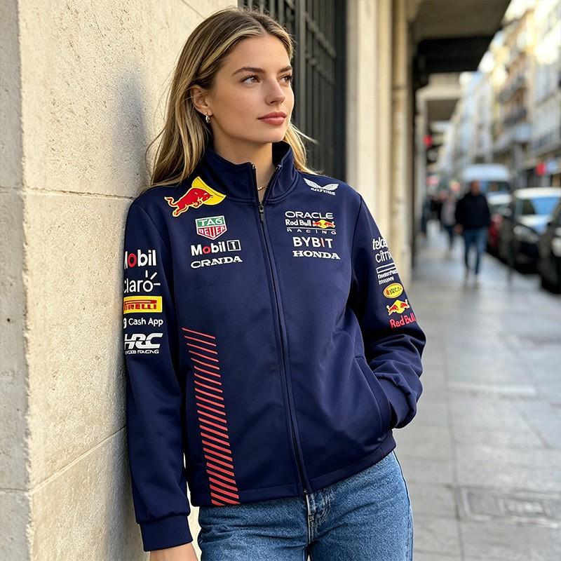 Giacca a vento in pile Red Bull Racing Team da uomo con cappuccio e zip Felpa con cappuccio Ciclismo Sport all'aperto