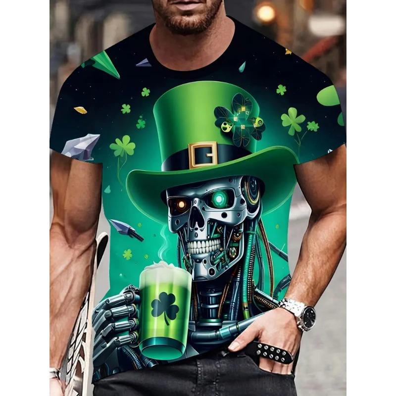 

Мужская футболка с круглым вырезом и короткими рукавами с 3D цифровым принтом, футболка с принтом серии «Череп и кости» 6XL