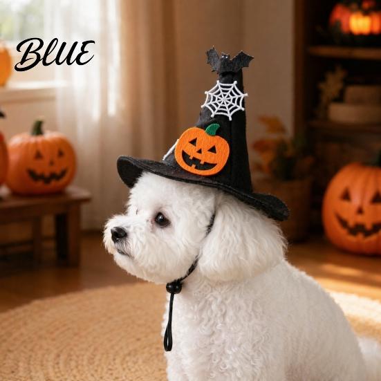 Pet Halloween Hat Dog Hat Adjustable Cat Witch Pumpkin Bat Cobweb for Small Medium Dogs Cats Holiday Costume Photo Prop Medium-sized