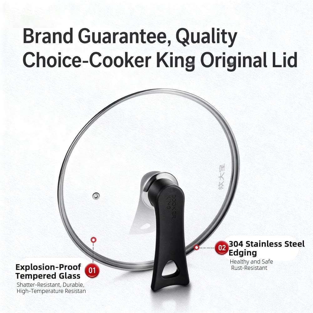 Cooker King Pot Cover 24/26/28/30/32cm Household Frying Pan Tempered Glass Cover Kitchen Wok Pan Universal Splash-Proof