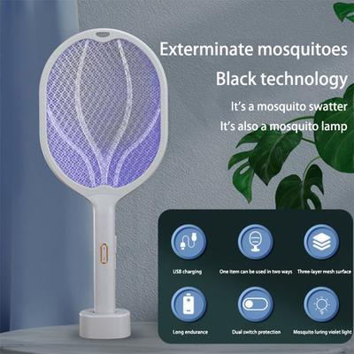 Electric Shock Mosquito Killer, Purple Light Trap, Flies Swatter, USB Rechargeable, Household Eable, Summer Bug Zapper, 2in 1