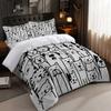 3pcs Duvet Cover Set King Size, Cartoon Black and White Cat and Dog Pattern Print, and Bedding Set for Bedroom,Hotel