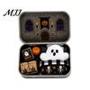 Halloween Storage Box Mini Tin Gift, Plush Ghost with Haunted House Spooky Unboxing Experience Scene, Collectible Micro Theater Gift for Kids,