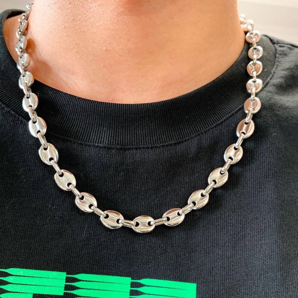 9mm Stainless Steel Coffee Beans Chain Necklaces For Men Women Fashion Hip Hop Jewelry