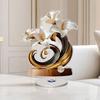 2D Flat Flower Ornament, 360-Degree Rotating Vase Acrylic Ornament with Base, Flower Vase Tabletop Decoration for Home Desk Shelf Decor