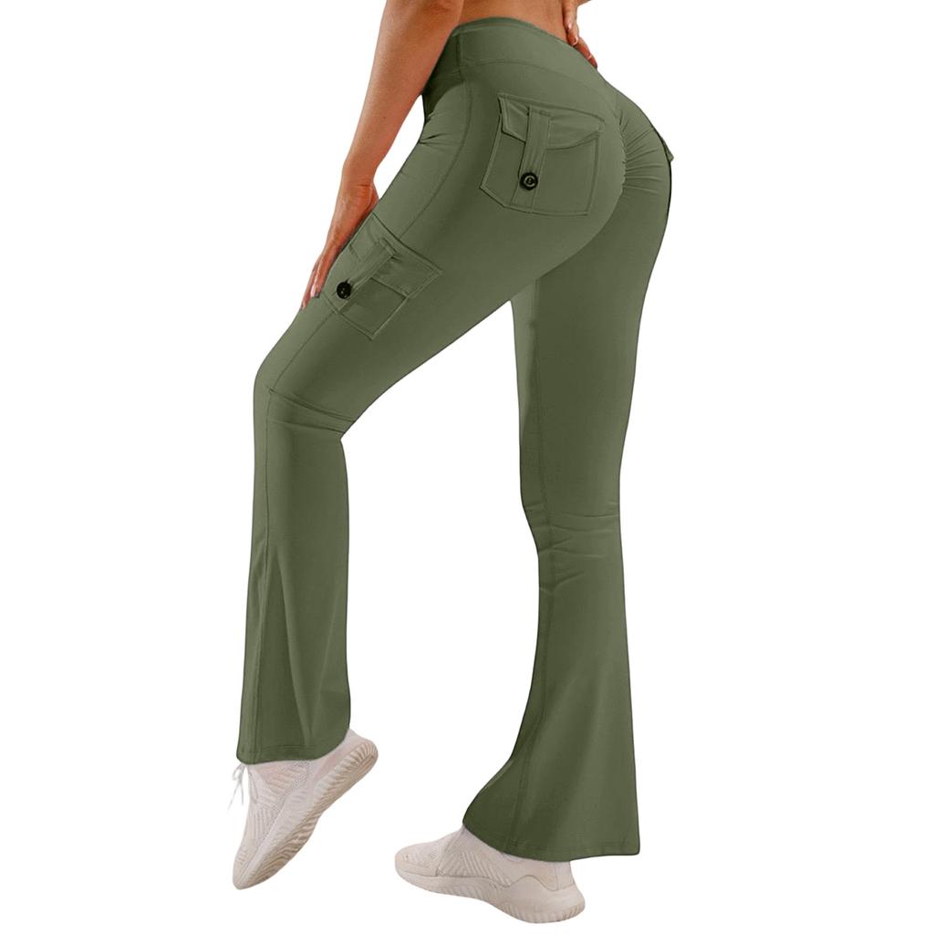 Women’s Yoga Leggings Outdoor Sports Fitness Multi-Pocket Flare Pants Work Trousers