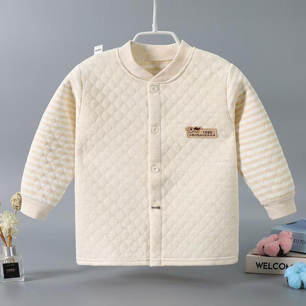 Neuer Unisex-Baby-Cardigan mit Polsterung und langen Ärmeln - Dreilagiges warmes Oberteil für Frühling, Herbst und Winter